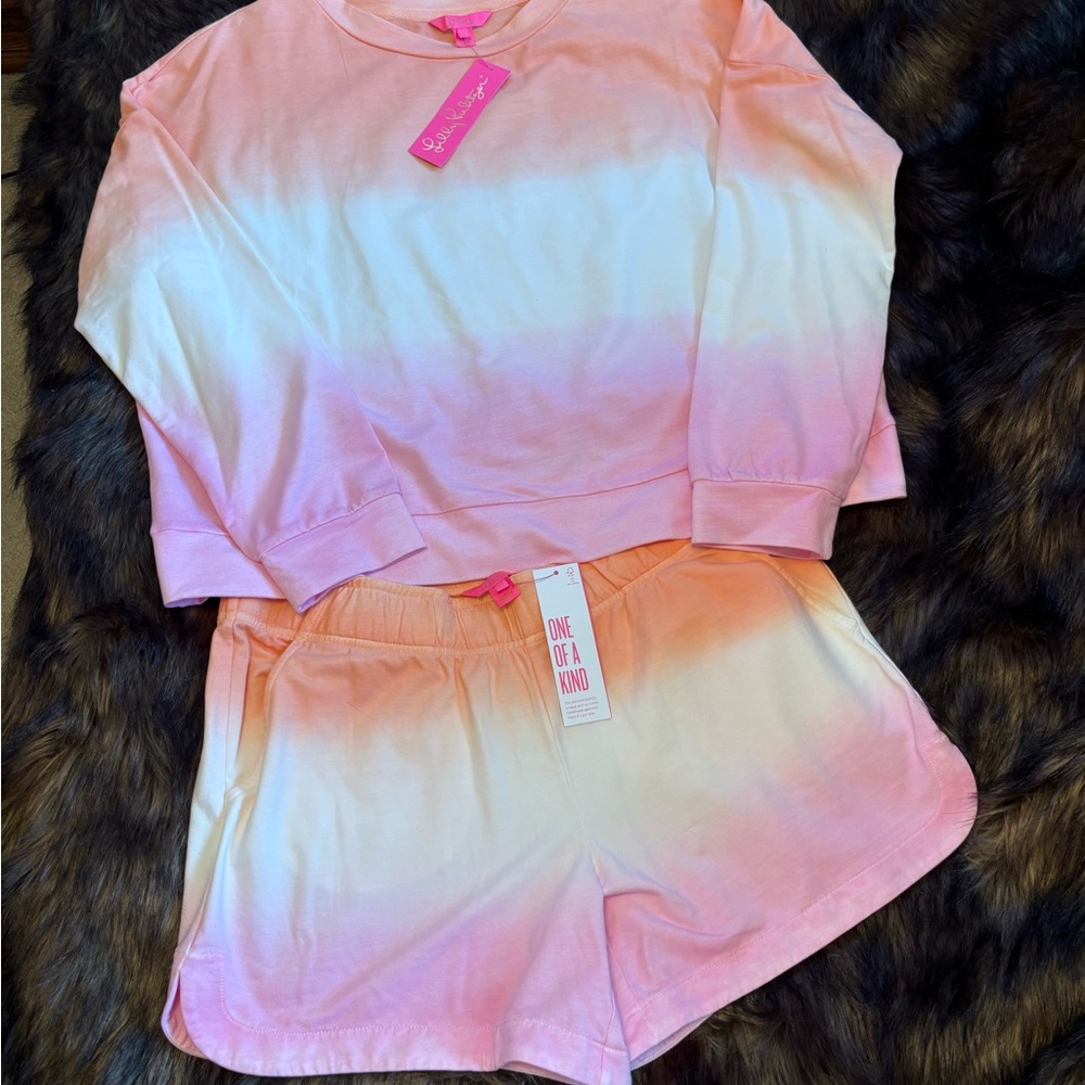 Lilly Pulitzer Pink and Orange Ombre Top & Matching Shorts